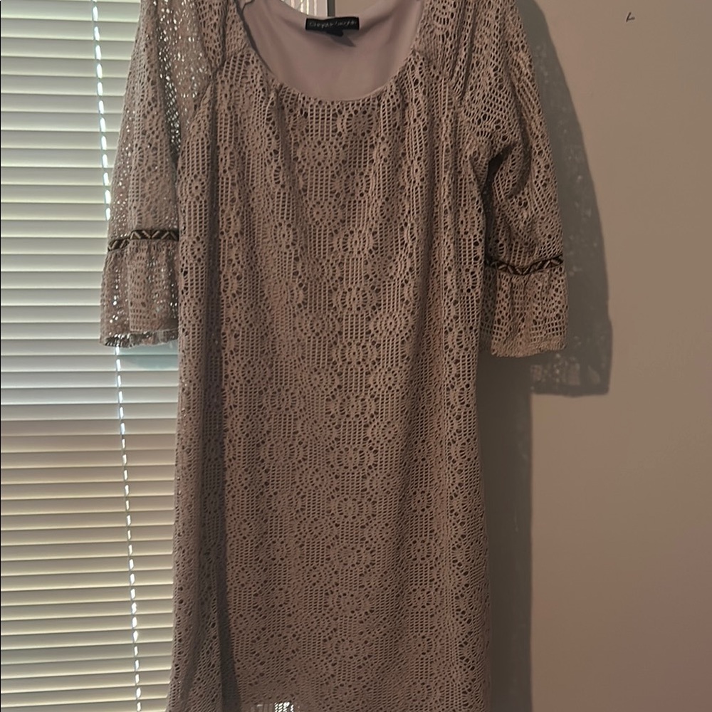 Elegant Lace Dress in Taupe